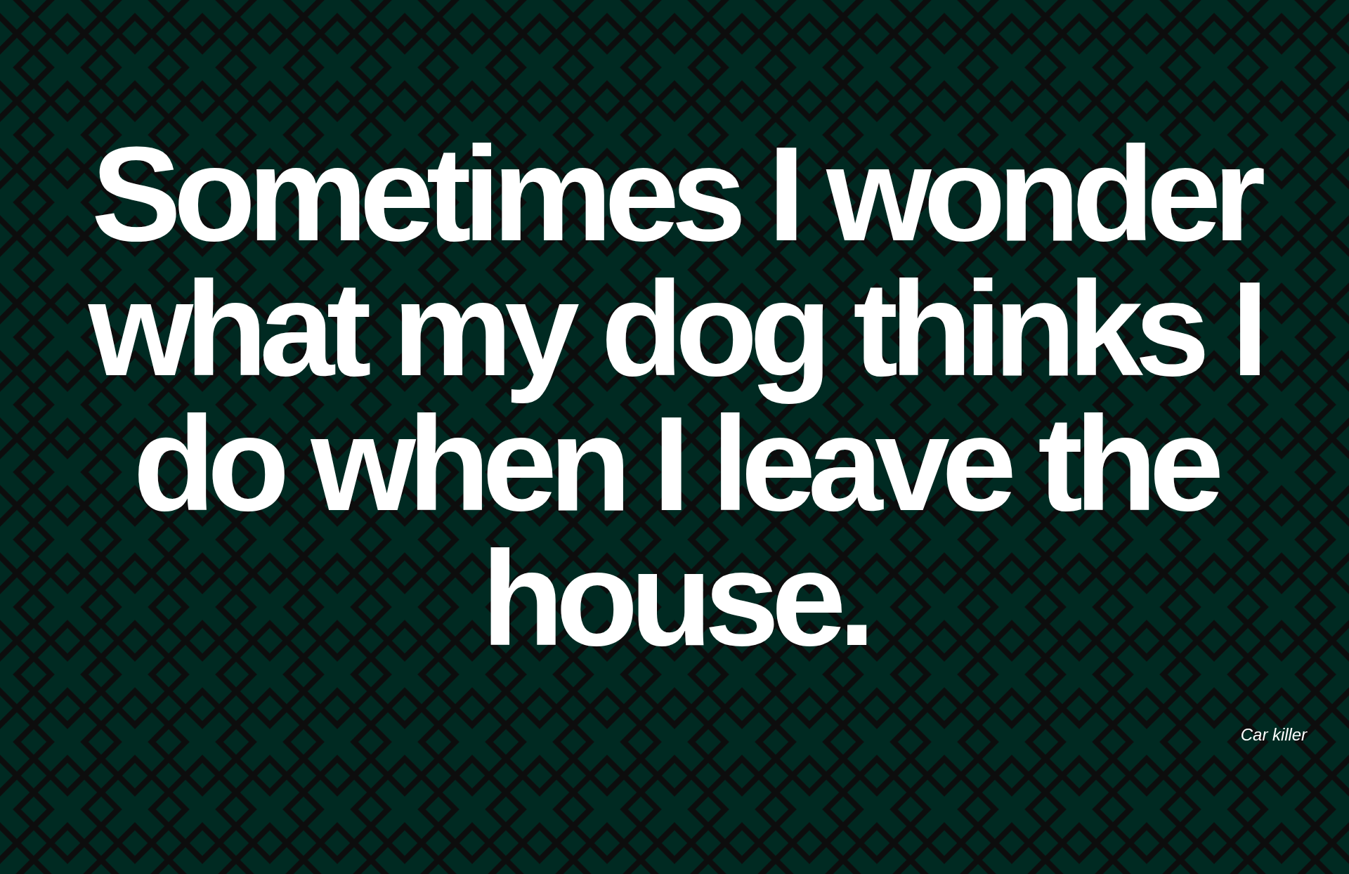 Inspirational quote:Sometimes I wonder what my dog thinks I do when I leave the house. by Car killer