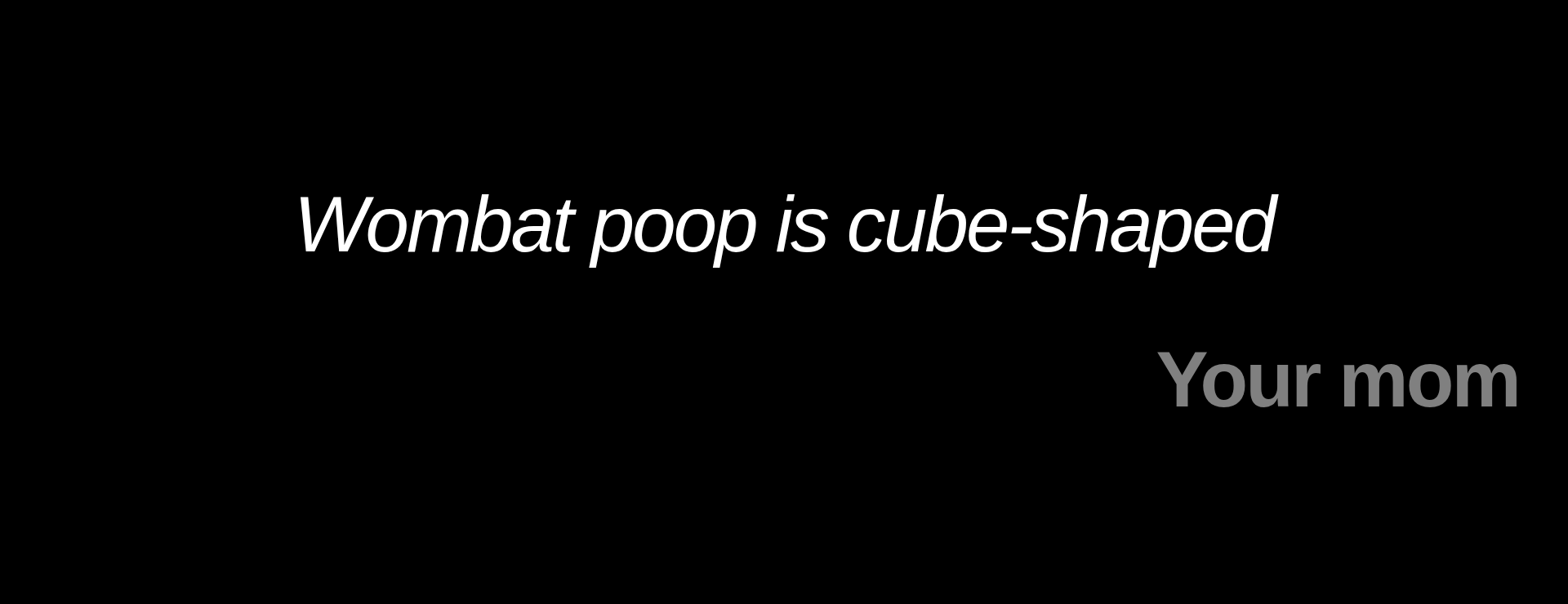 Inspirational quote:Wombat poop is cube-shaped by Your mom